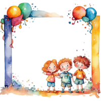 Kids cartoon birthday background. Illustration png