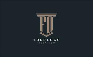 FO initial logo with pillar style, luxury law firm logo design ideas vector