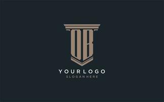 OB initial logo with pillar style, luxury law firm logo design ideas vector