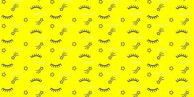 Seamless pattern abstraction on a yellow background, sleeping, star objects.Vector EPS10 vector