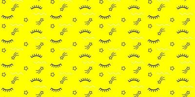 Seamless pattern abstraction on a yellow background, sleeping, star objects.Vector EPS10 vector