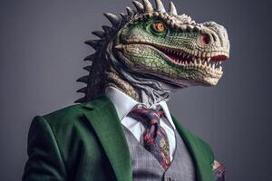 dinosaurio empresario en formal traje generativo ai foto