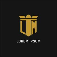 LM initial logo with shield and crown style vector