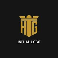 hg inicial logo con proteger y corona estilo vector