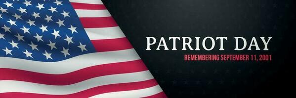 horizontal banner. 911 day of remembrance of heroes. United states flag. vector