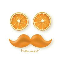 Funny face in the form of man, consisting of orange slices and orange mustache vector