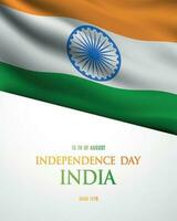 Indian Independence Day with waving flag. vector