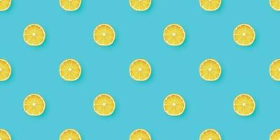 Fresh Citrus Lemon seamless pattern. Lemons on blue background. vector