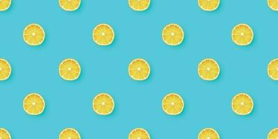 Fresh Citrus Lemon seamless pattern. Lemons on blue background. vector