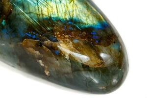 Macro mineral stone Labradorite on white background photo