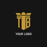 TB initial logo with shield and crown style vector