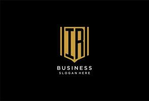 IR monogram logo with geometric shield icon design vector