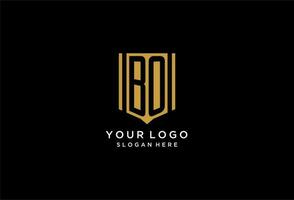 BO monogram logo with geometric shield icon design vector