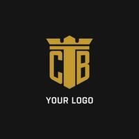 CB initial logo with shield and crown style vector