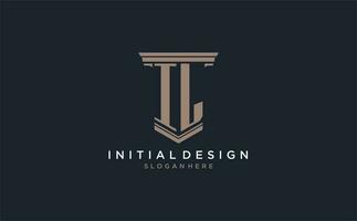 Illinois inicial logo con pilar estilo, lujo ley firma logo diseño ideas vector