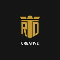 rd inicial logo con proteger y corona estilo vector