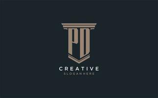 PD initial logo with pillar style, luxury law firm logo design ideas vector