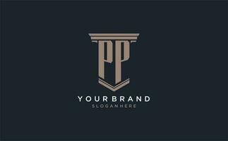 PP initial logo with pillar style, luxury law firm logo design ideas vector