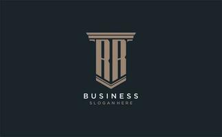 RR initial logo with pillar style, luxury law firm logo design ideas vector