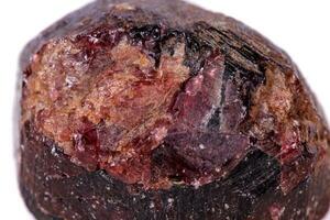 Macro of a mineral garnet stone on a white background photo