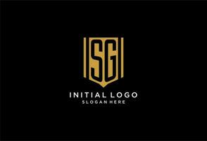 SG monogram logo with geometric shield icon design vector