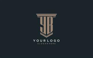 YB initial logo with pillar style, luxury law firm logo design ideas vector