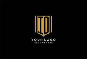 IO monogram logo with geometric shield icon design vector