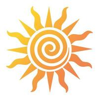 A simple sun sign with a spiral inside vector