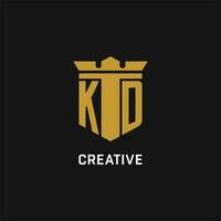 kd inicial logo con proteger y corona estilo vector