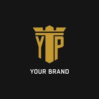 YP initial logo with shield and crown style vector