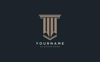 WW initial logo with pillar style, luxury law firm logo design ideas vector