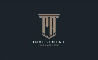 PA initial logo with pillar style, luxury law firm logo design ideas vector