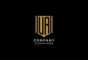 UA monogram logo with geometric shield icon design vector
