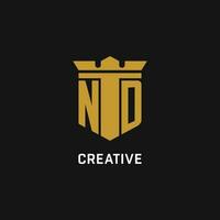 ND initial logo with shield and crown style vector