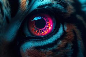 tiger glowing eye closeup photo