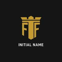 FF initial logo with shield and crown style vector
