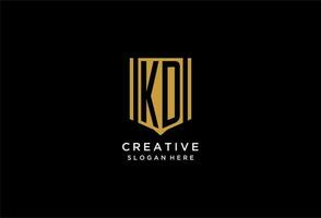 KD monogram logo with geometric shield icon design vector