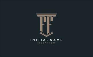 FF initial logo with pillar style, luxury law firm logo design ideas vector