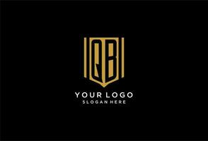 QB monogram logo with geometric shield icon design vector