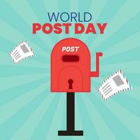 Vector world post day with flying mail paper