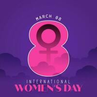 8 March Womens Day purple vector banner