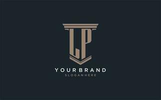 LP initial logo with pillar style, luxury law firm logo design ideas vector