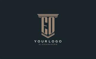 EO initial logo with pillar style, luxury law firm logo design ideas vector