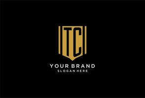 TC monogram logo with geometric shield icon design vector