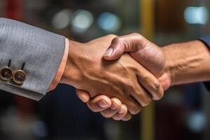 male businessmen handshake good deal photo