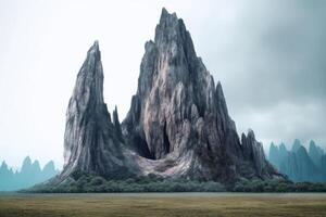 mesmerizing image jagged rock on empty field photo