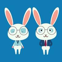 2 cute bunny vector illustration