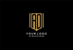 AO monogram logo with geometric shield icon design vector