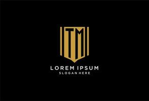 TM monogram logo with geometric shield icon design vector