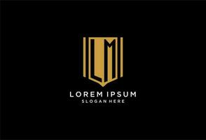 LM monogram logo with geometric shield icon design vector